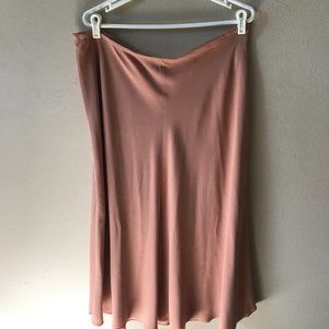 Eileen Fisher silk bias skirt in dusty peach toffee cream